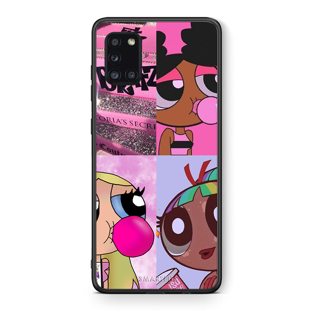 Θήκη Αγίου Βαλεντίνου Samsung Galaxy A31 Bubble Girls από τη Smartfits με σχέδιο στο πίσω μέρος και μαύρο περίβλημα | Samsung Galaxy A31 Bubble Girls case with colorful back and black bezels