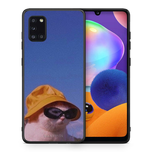 Θήκη Samsung Galaxy A31 Cat Diva από τη Smartfits με σχέδιο στο πίσω μέρος και μαύρο περίβλημα | Samsung Galaxy A31 Cat Diva case with colorful back and black bezels