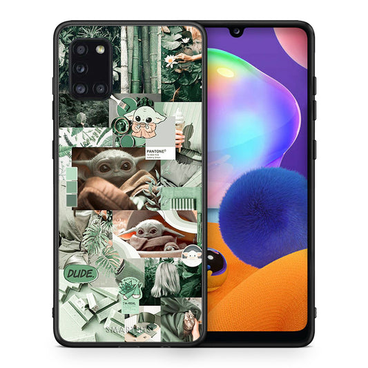 Θήκη Αγίου Βαλεντίνου Samsung Galaxy A31 Collage Dude από τη Smartfits με σχέδιο στο πίσω μέρος και μαύρο περίβλημα | Samsung Galaxy A31 Collage Dude case with colorful back and black bezels