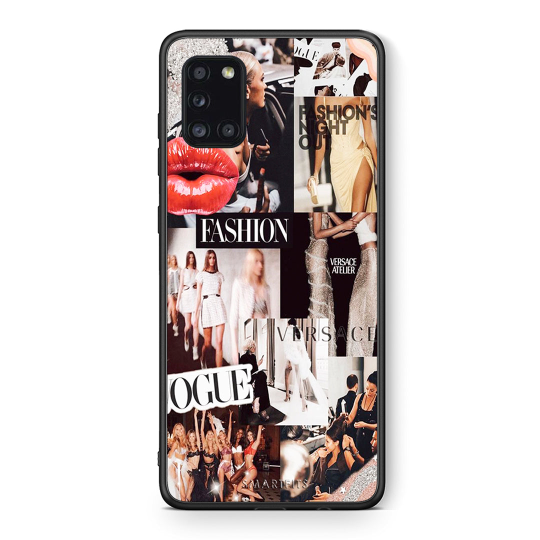 Θήκη Αγίου Βαλεντίνου Samsung Galaxy A31 Collage Fashion από τη Smartfits με σχέδιο στο πίσω μέρος και μαύρο περίβλημα | Samsung Galaxy A31 Collage Fashion case with colorful back and black bezels