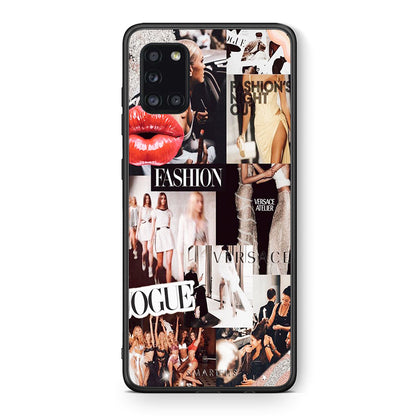Θήκη Αγίου Βαλεντίνου Samsung Galaxy A31 Collage Fashion από τη Smartfits με σχέδιο στο πίσω μέρος και μαύρο περίβλημα | Samsung Galaxy A31 Collage Fashion case with colorful back and black bezels