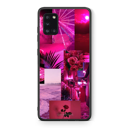 Θήκη Αγίου Βαλεντίνου Samsung Galaxy A31 Collage Red Roses από τη Smartfits με σχέδιο στο πίσω μέρος και μαύρο περίβλημα | Samsung Galaxy A31 Collage Red Roses case with colorful back and black bezels