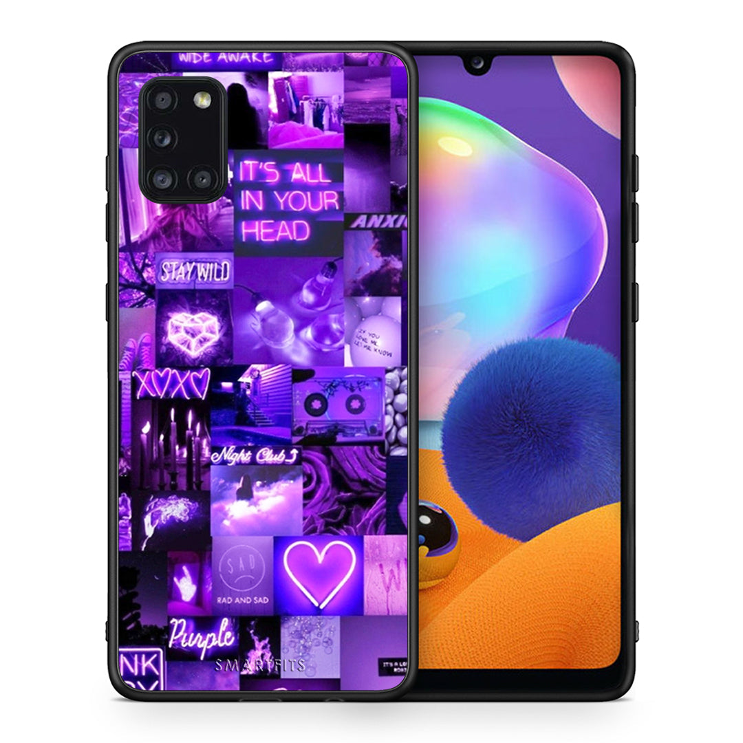 Θήκη Αγίου Βαλεντίνου Samsung Galaxy A31 Collage Stay Wild από τη Smartfits με σχέδιο στο πίσω μέρος και μαύρο περίβλημα | Samsung Galaxy A31 Collage Stay Wild case with colorful back and black bezels