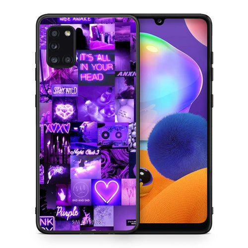 Θήκη Αγίου Βαλεντίνου Samsung Galaxy A31 Collage Stay Wild από τη Smartfits με σχέδιο στο πίσω μέρος και μαύρο περίβλημα | Samsung Galaxy A31 Collage Stay Wild case with colorful back and black bezels