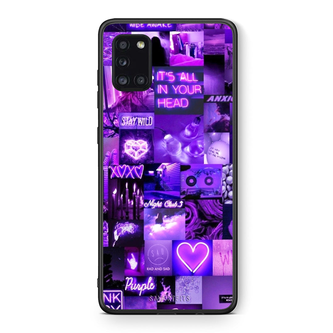 Θήκη Αγίου Βαλεντίνου Samsung Galaxy A31 Collage Stay Wild από τη Smartfits με σχέδιο στο πίσω μέρος και μαύρο περίβλημα | Samsung Galaxy A31 Collage Stay Wild case with colorful back and black bezels