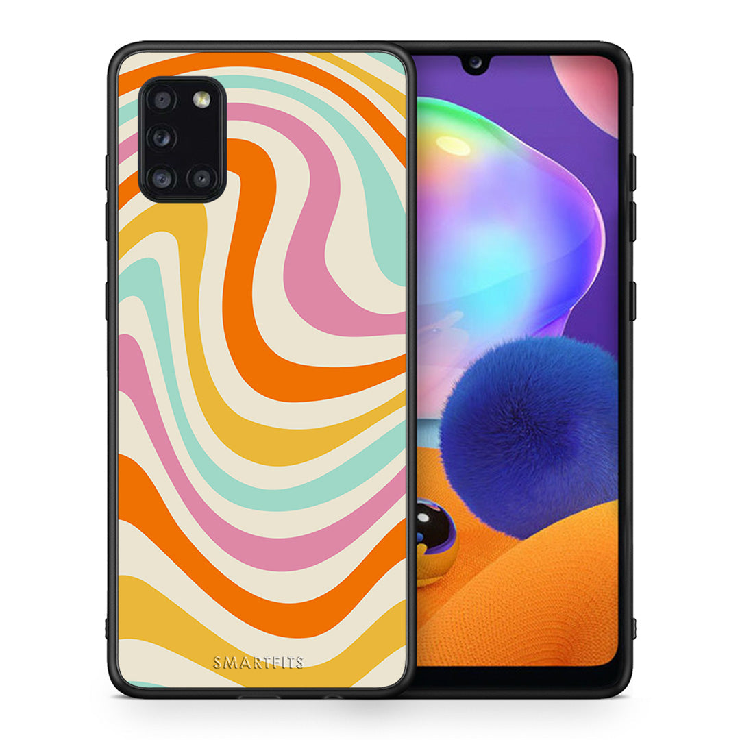 Θήκη Samsung Galaxy A31 Colourful Waves από τη Smartfits με σχέδιο στο πίσω μέρος και μαύρο περίβλημα | Samsung Galaxy A31 Colourful Waves case with colorful back and black bezels