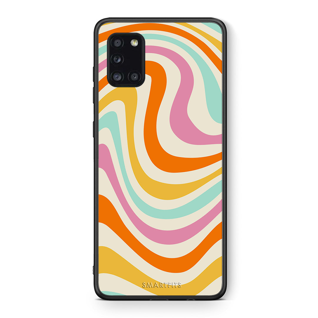 Θήκη Samsung Galaxy A31 Colourful Waves από τη Smartfits με σχέδιο στο πίσω μέρος και μαύρο περίβλημα | Samsung Galaxy A31 Colourful Waves case with colorful back and black bezels