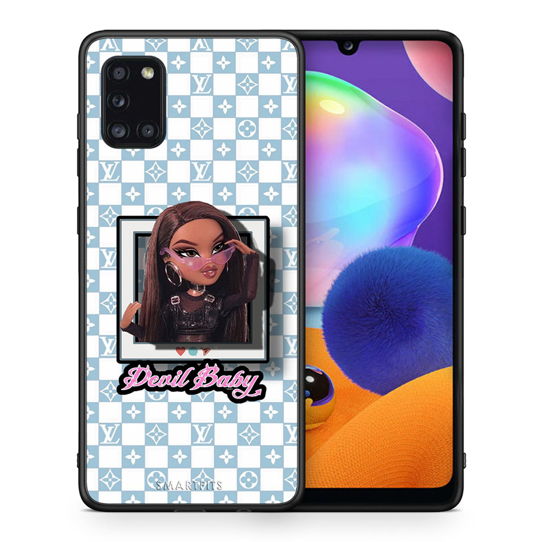 Θήκη Αγίου Βαλεντίνου Samsung Galaxy A31 Devil Baby από τη Smartfits με σχέδιο στο πίσω μέρος και μαύρο περίβλημα | Samsung Galaxy A31 Devil Baby case with colorful back and black bezels