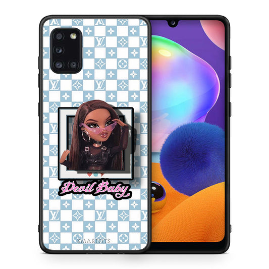 Θήκη Αγίου Βαλεντίνου Samsung Galaxy A31 Devil Baby από τη Smartfits με σχέδιο στο πίσω μέρος και μαύρο περίβλημα | Samsung Galaxy A31 Devil Baby case with colorful back and black bezels