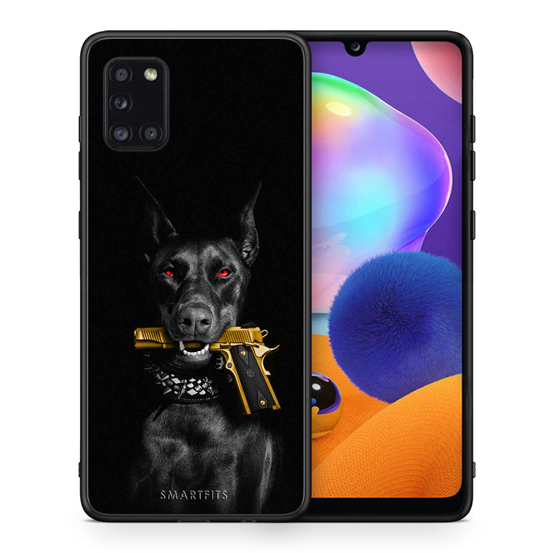 Θήκη Αγίου Βαλεντίνου Samsung Galaxy A31 Golden Gun από τη Smartfits με σχέδιο στο πίσω μέρος και μαύρο περίβλημα | Samsung Galaxy A31 Golden Gun case with colorful back and black bezels