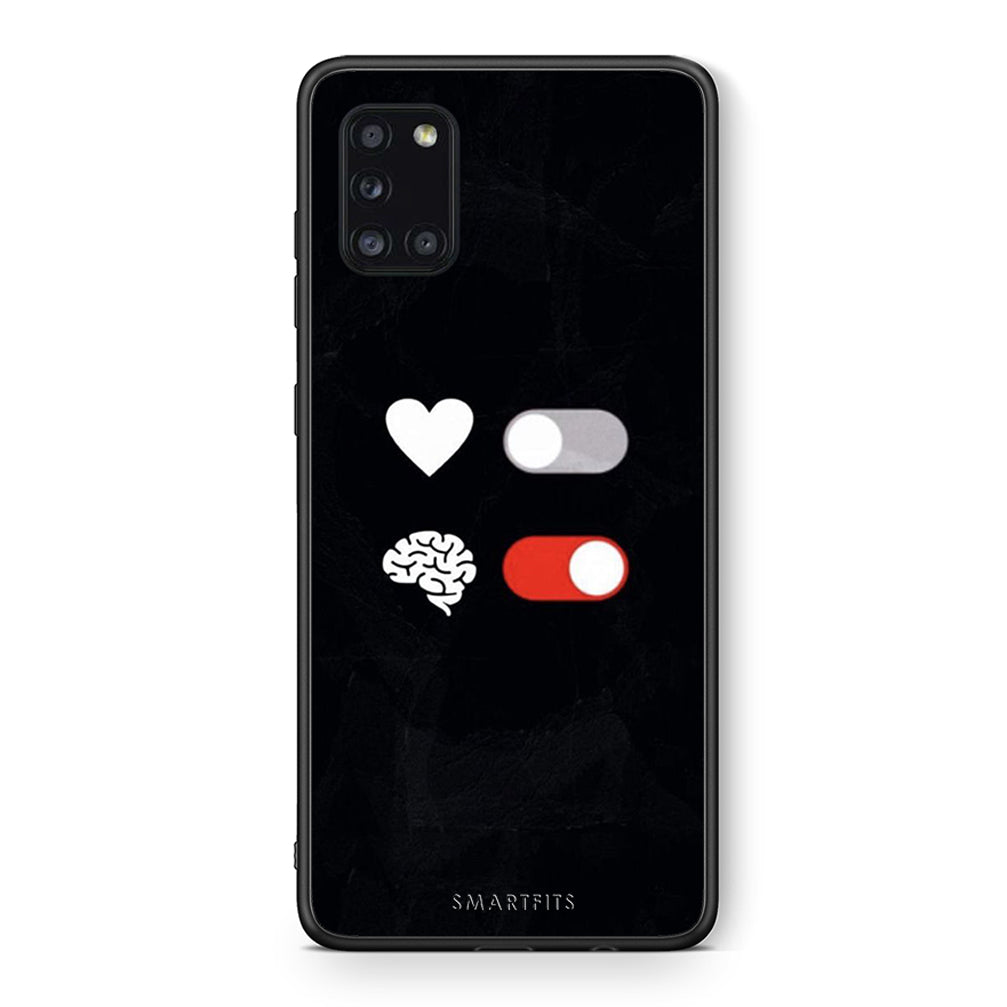 Θήκη Αγίου Βαλεντίνου Samsung Galaxy A31 Heart Vs Brain από τη Smartfits με σχέδιο στο πίσω μέρος και μαύρο περίβλημα | Samsung Galaxy A31 Heart Vs Brain case with colorful back and black bezels