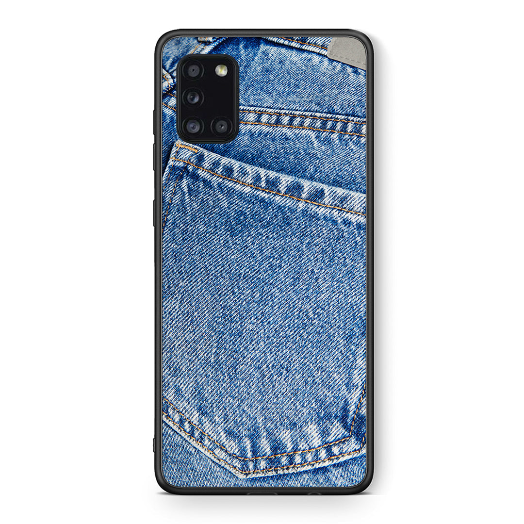 Θήκη Samsung Galaxy A31 Jeans Pocket από τη Smartfits με σχέδιο στο πίσω μέρος και μαύρο περίβλημα | Samsung Galaxy A31 Jeans Pocket case with colorful back and black bezels
