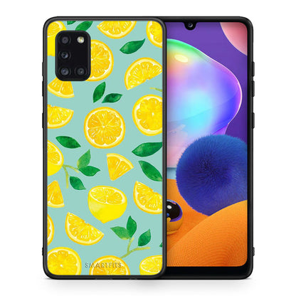 Θήκη Samsung Galaxy A31 Lemons από τη Smartfits με σχέδιο στο πίσω μέρος και μαύρο περίβλημα | Samsung Galaxy A31 Lemons case with colorful back and black bezels