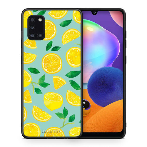 Θήκη Samsung Galaxy A31 Lemons από τη Smartfits με σχέδιο στο πίσω μέρος και μαύρο περίβλημα | Samsung Galaxy A31 Lemons case with colorful back and black bezels