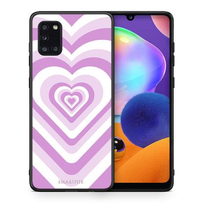 Θήκη Samsung Galaxy A31 Lilac Hearts από τη Smartfits με σχέδιο στο πίσω μέρος και μαύρο περίβλημα | Samsung Galaxy A31 Lilac Hearts case with colorful back and black bezels