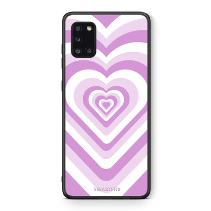 Θήκη Samsung Galaxy A31 Lilac Hearts από τη Smartfits με σχέδιο στο πίσω μέρος και μαύρο περίβλημα | Samsung Galaxy A31 Lilac Hearts case with colorful back and black bezels