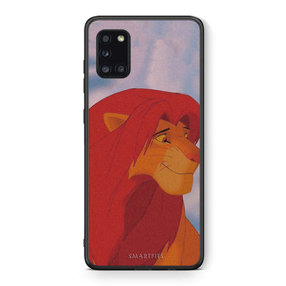 Θήκη Αγίου Βαλεντίνου Samsung Galaxy A31 Lion Love 1 από τη Smartfits με σχέδιο στο πίσω μέρος και μαύρο περίβλημα | Samsung Galaxy A31 Lion Love 1 case with colorful back and black bezels