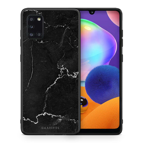 Θήκη Samsung Galaxy A31 Marble Black από τη Smartfits με σχέδιο στο πίσω μέρος και μαύρο περίβλημα | Samsung Galaxy A31 Marble Black case with colorful back and black bezels