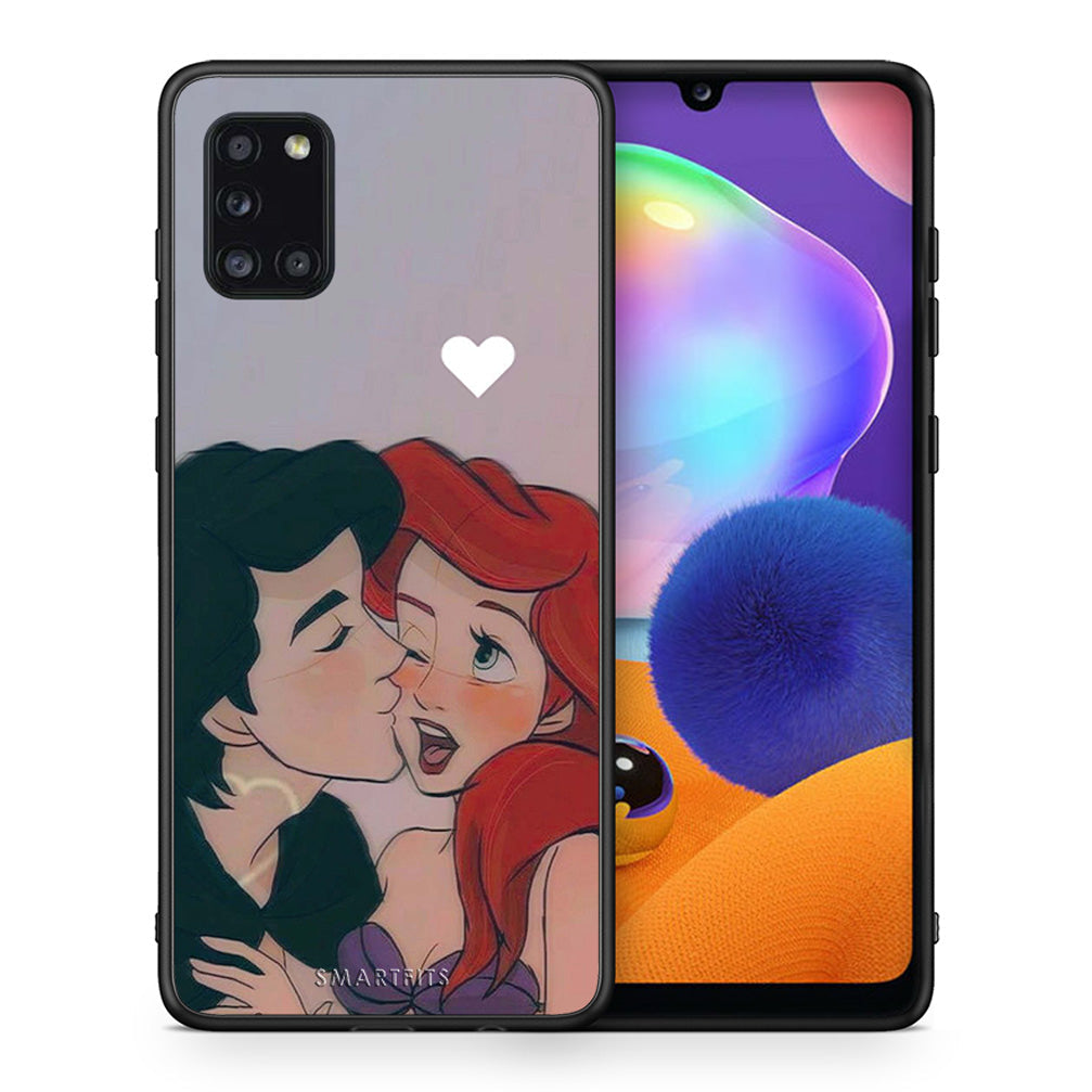 Θήκη Αγίου Βαλεντίνου Samsung Galaxy A31 Mermaid Love από τη Smartfits με σχέδιο στο πίσω μέρος και μαύρο περίβλημα | Samsung Galaxy A31 Mermaid Love case with colorful back and black bezels