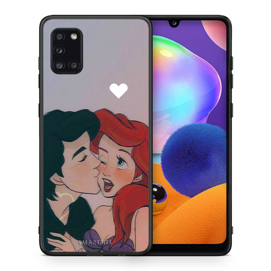 Θήκη Αγίου Βαλεντίνου Samsung Galaxy A31 Mermaid Love από τη Smartfits με σχέδιο στο πίσω μέρος και μαύρο περίβλημα | Samsung Galaxy A31 Mermaid Love case with colorful back and black bezels