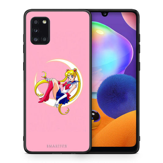 Θήκη Samsung Galaxy A31 Moon Girl από τη Smartfits με σχέδιο στο πίσω μέρος και μαύρο περίβλημα | Samsung Galaxy A31 Moon Girl case with colorful back and black bezels