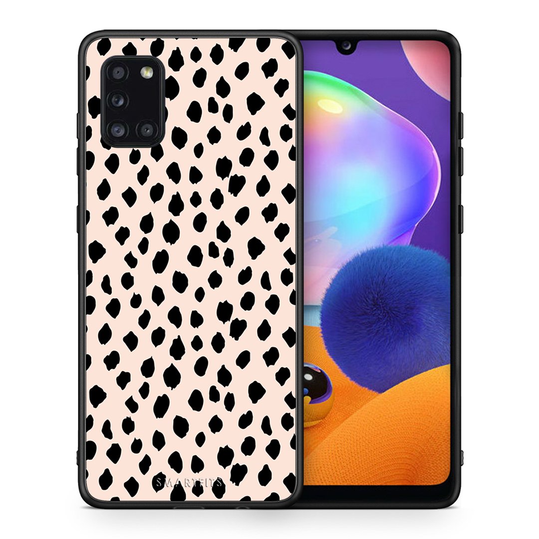 Θήκη Samsung Galaxy A31 New Polka Dots από τη Smartfits με σχέδιο στο πίσω μέρος και μαύρο περίβλημα | Samsung Galaxy A31 New Polka Dots case with colorful back and black bezels