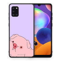 Thumbnail for Θήκη Αγίου Βαλεντίνου Samsung Galaxy A31 Pig Love 2 από τη Smartfits με σχέδιο στο πίσω μέρος και μαύρο περίβλημα | Samsung Galaxy A31 Pig Love 2 case with colorful back and black bezels
