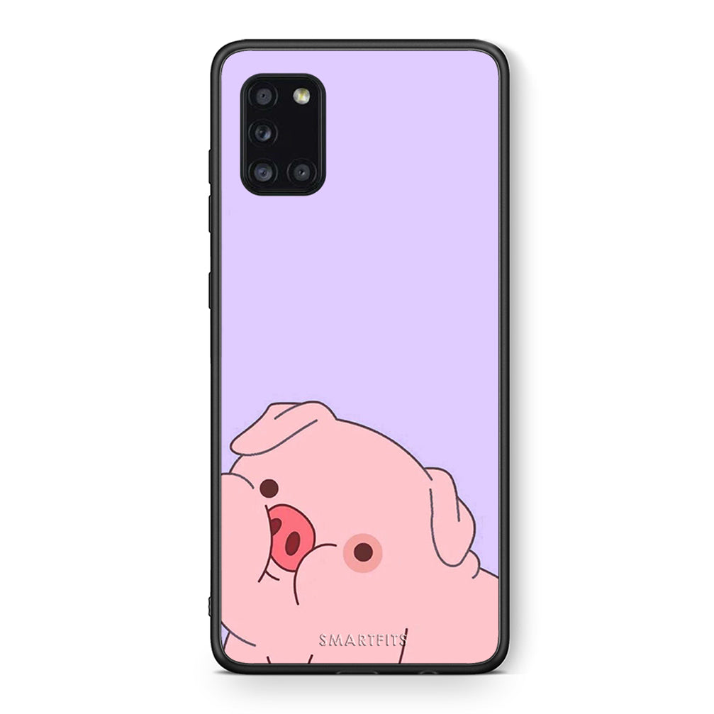 Θήκη Αγίου Βαλεντίνου Samsung Galaxy A31 Pig Love 2 από τη Smartfits με σχέδιο στο πίσω μέρος και μαύρο περίβλημα | Samsung Galaxy A31 Pig Love 2 case with colorful back and black bezels