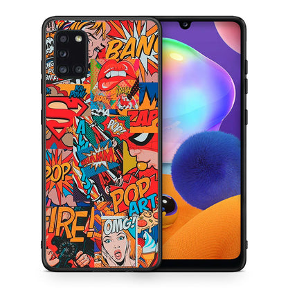 Θήκη Samsung Galaxy A31 PopArt OMG από τη Smartfits με σχέδιο στο πίσω μέρος και μαύρο περίβλημα | Samsung Galaxy A31 PopArt OMG case with colorful back and black bezels
