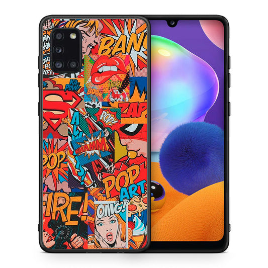 Θήκη Samsung Galaxy A31 PopArt OMG από τη Smartfits με σχέδιο στο πίσω μέρος και μαύρο περίβλημα | Samsung Galaxy A31 PopArt OMG case with colorful back and black bezels