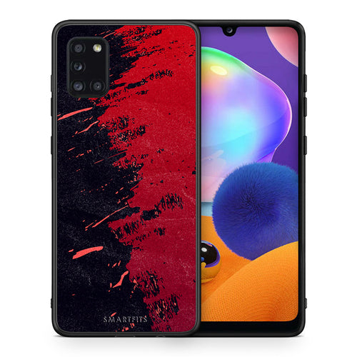 Θήκη Αγίου Βαλεντίνου Samsung Galaxy A31 Red Paint από τη Smartfits με σχέδιο στο πίσω μέρος και μαύρο περίβλημα | Samsung Galaxy A31 Red Paint case with colorful back and black bezels