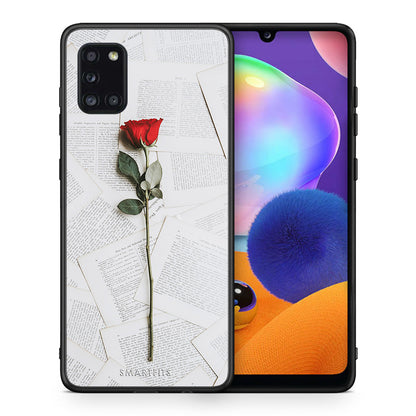 Θήκη Samsung Galaxy A31 Red Rose από τη Smartfits με σχέδιο στο πίσω μέρος και μαύρο περίβλημα | Samsung Galaxy A31 Red Rose case with colorful back and black bezels