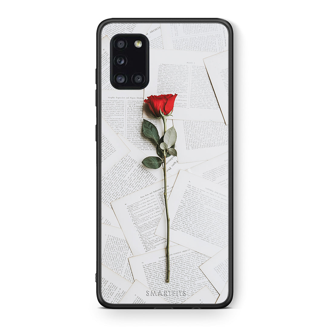 Θήκη Samsung Galaxy A31 Red Rose από τη Smartfits με σχέδιο στο πίσω μέρος και μαύρο περίβλημα | Samsung Galaxy A31 Red Rose case with colorful back and black bezels