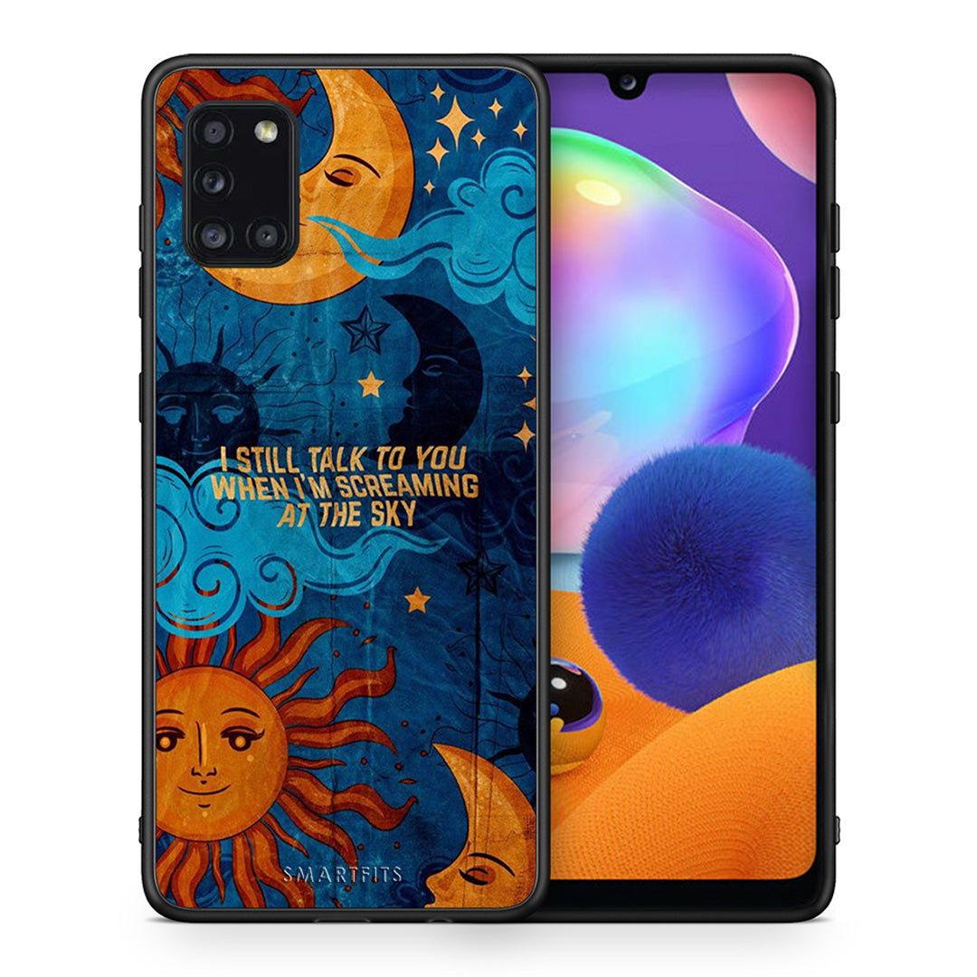 Θήκη Samsung Galaxy A31 Screaming Sky από τη Smartfits με σχέδιο στο πίσω μέρος και μαύρο περίβλημα | Samsung Galaxy A31 Screaming Sky case with colorful back and black bezels