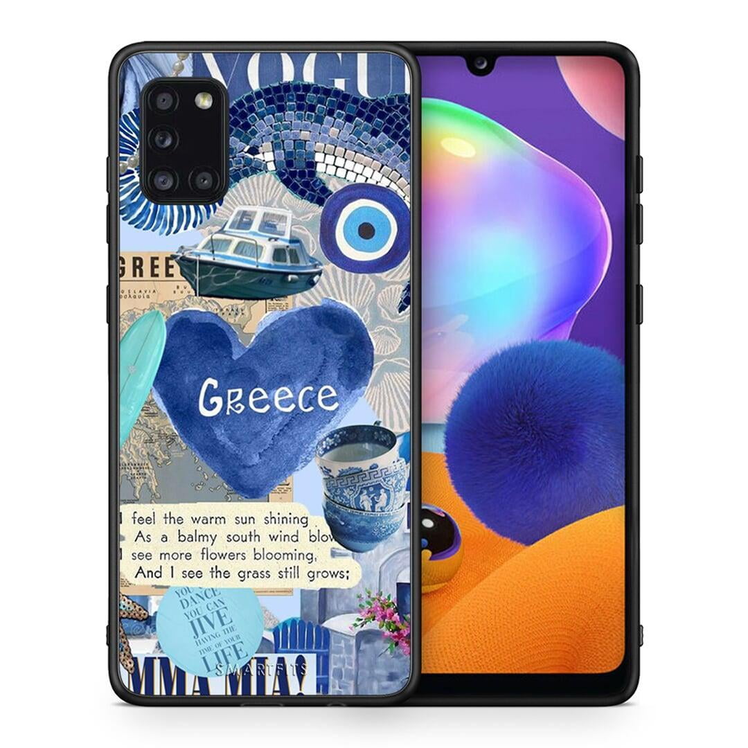 Θήκη Samsung Galaxy A31 Summer In Greece από τη Smartfits με σχέδιο στο πίσω μέρος και μαύρο περίβλημα | Samsung Galaxy A31 Summer In Greece case with colorful back and black bezels