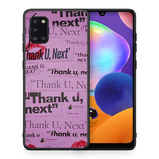 Θήκη Αγίου Βαλεντίνου Samsung Galaxy A31 Thank You Next από τη Smartfits με σχέδιο στο πίσω μέρος και μαύρο περίβλημα | Samsung Galaxy A31 Thank You Next case with colorful back and black bezels