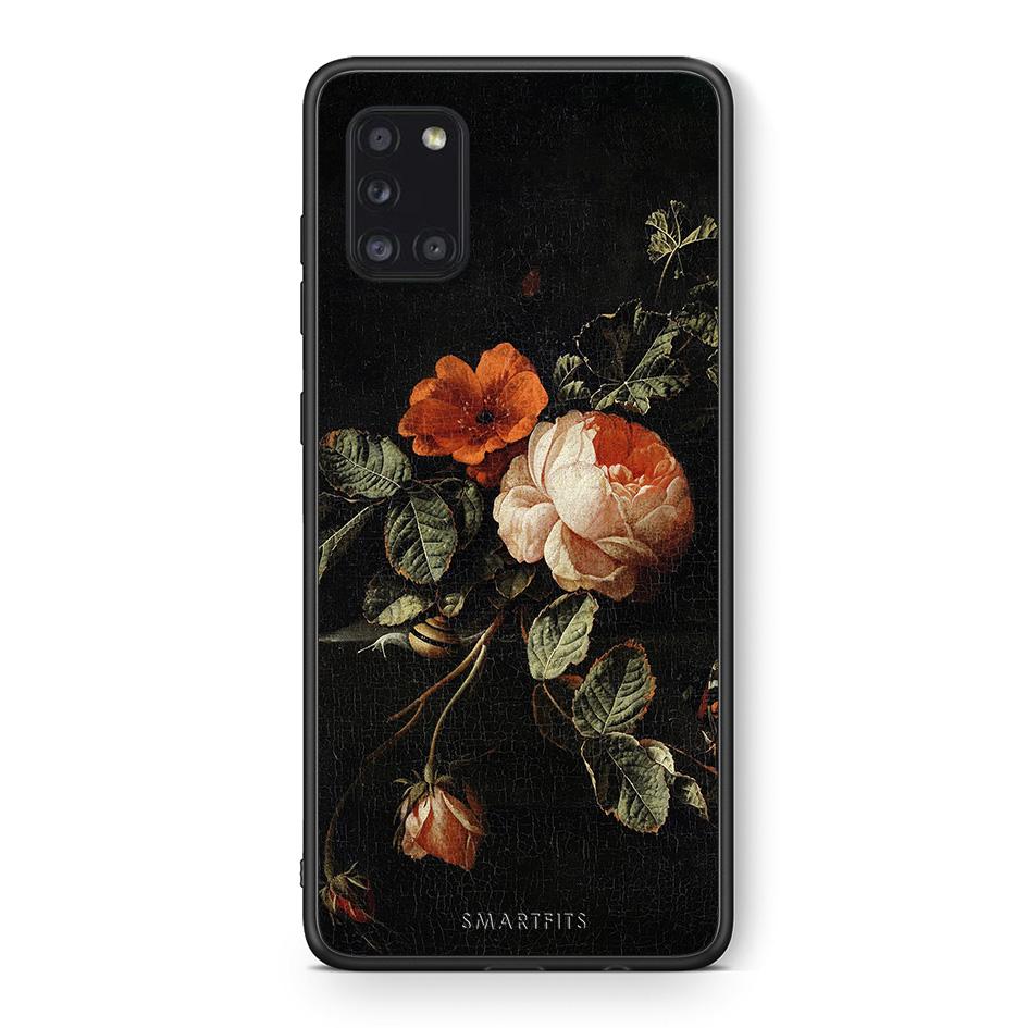 Θήκη Samsung Galaxy A31 Vintage Roses από τη Smartfits με σχέδιο στο πίσω μέρος και μαύρο περίβλημα | Samsung Galaxy A31 Vintage Roses case with colorful back and black bezels