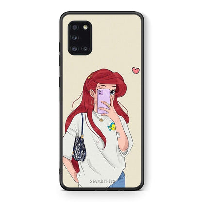 Θήκη Samsung Galaxy A31 Walking Mermaid από τη Smartfits με σχέδιο στο πίσω μέρος και μαύρο περίβλημα | Samsung Galaxy A31 Walking Mermaid case with colorful back and black bezels