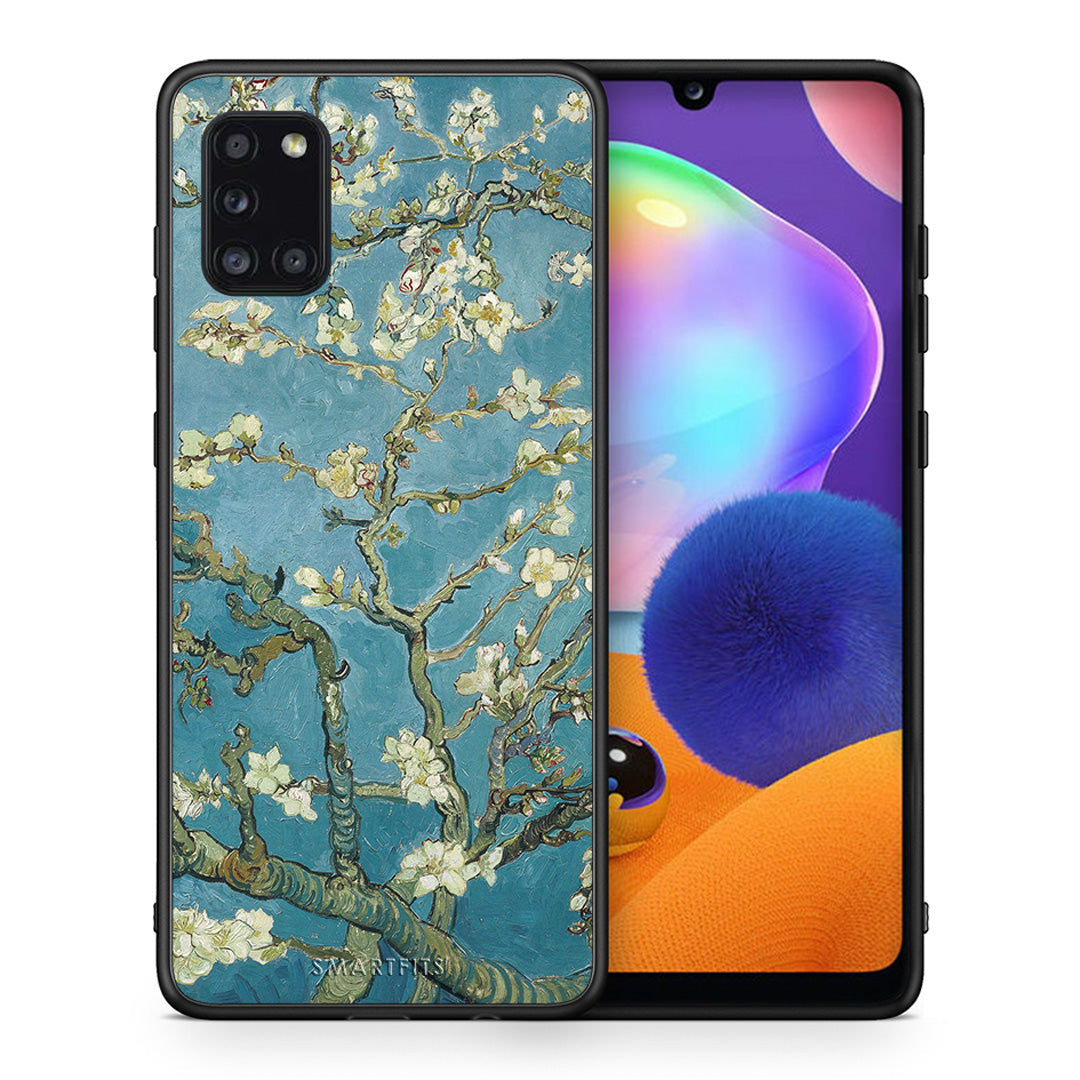 Θήκη Samsung Galaxy A31 White Blossoms από τη Smartfits με σχέδιο στο πίσω μέρος και μαύρο περίβλημα | Samsung Galaxy A31 White Blossoms case with colorful back and black bezels