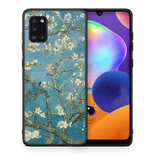 Θήκη Samsung Galaxy A31 White Blossoms από τη Smartfits με σχέδιο στο πίσω μέρος και μαύρο περίβλημα | Samsung Galaxy A31 White Blossoms case with colorful back and black bezels