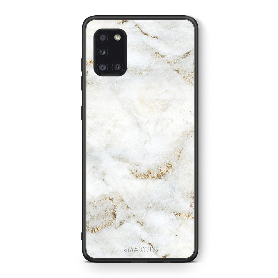 Θήκη Samsung Galaxy A31 White Gold Marble από τη Smartfits με σχέδιο στο πίσω μέρος και μαύρο περίβλημα | Samsung Galaxy A31 White Gold Marble case with colorful back and black bezels