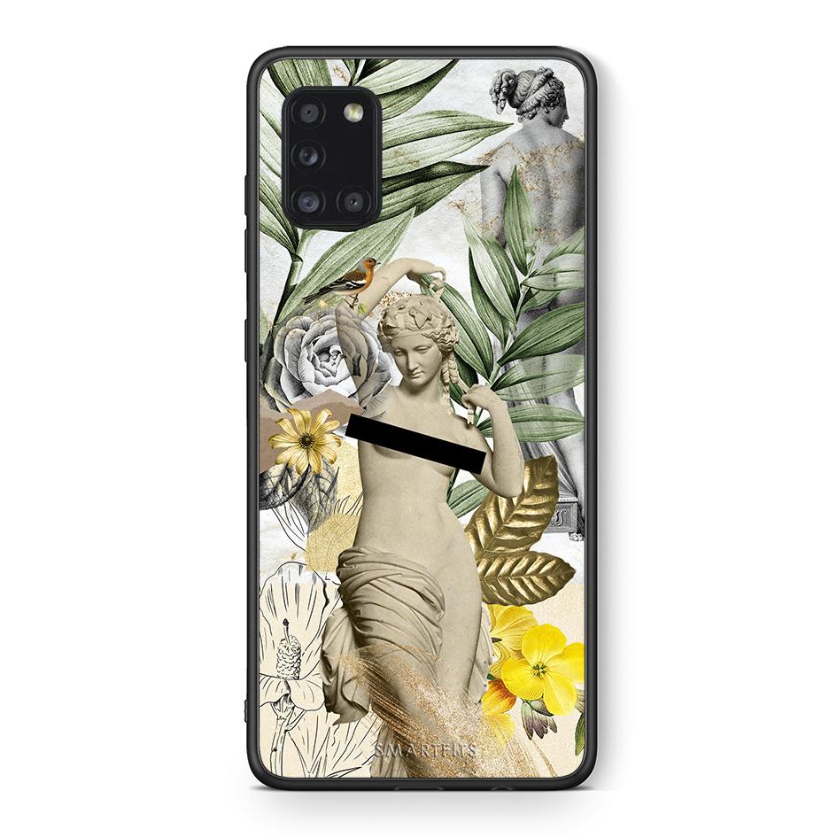 Θήκη Samsung Galaxy A31 Woman Statue από τη Smartfits με σχέδιο στο πίσω μέρος και μαύρο περίβλημα | Samsung Galaxy A31 Woman Statue case with colorful back and black bezels