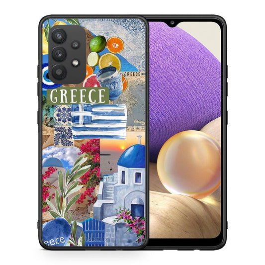 Θήκη Samsung A32 4G All Greek από τη Smartfits με σχέδιο στο πίσω μέρος και μαύρο περίβλημα | Samsung A32 4G All Greek case with colorful back and black bezels