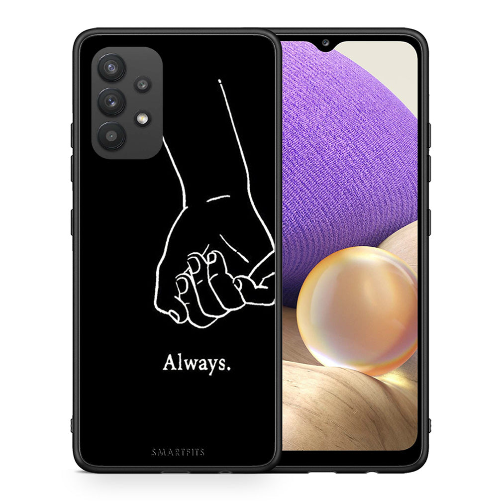 Θήκη Αγίου Βαλεντίνου Samsung A32 4G Always & Forever 1 από τη Smartfits με σχέδιο στο πίσω μέρος και μαύρο περίβλημα | Samsung A32 4G Always & Forever 1 case with colorful back and black bezels