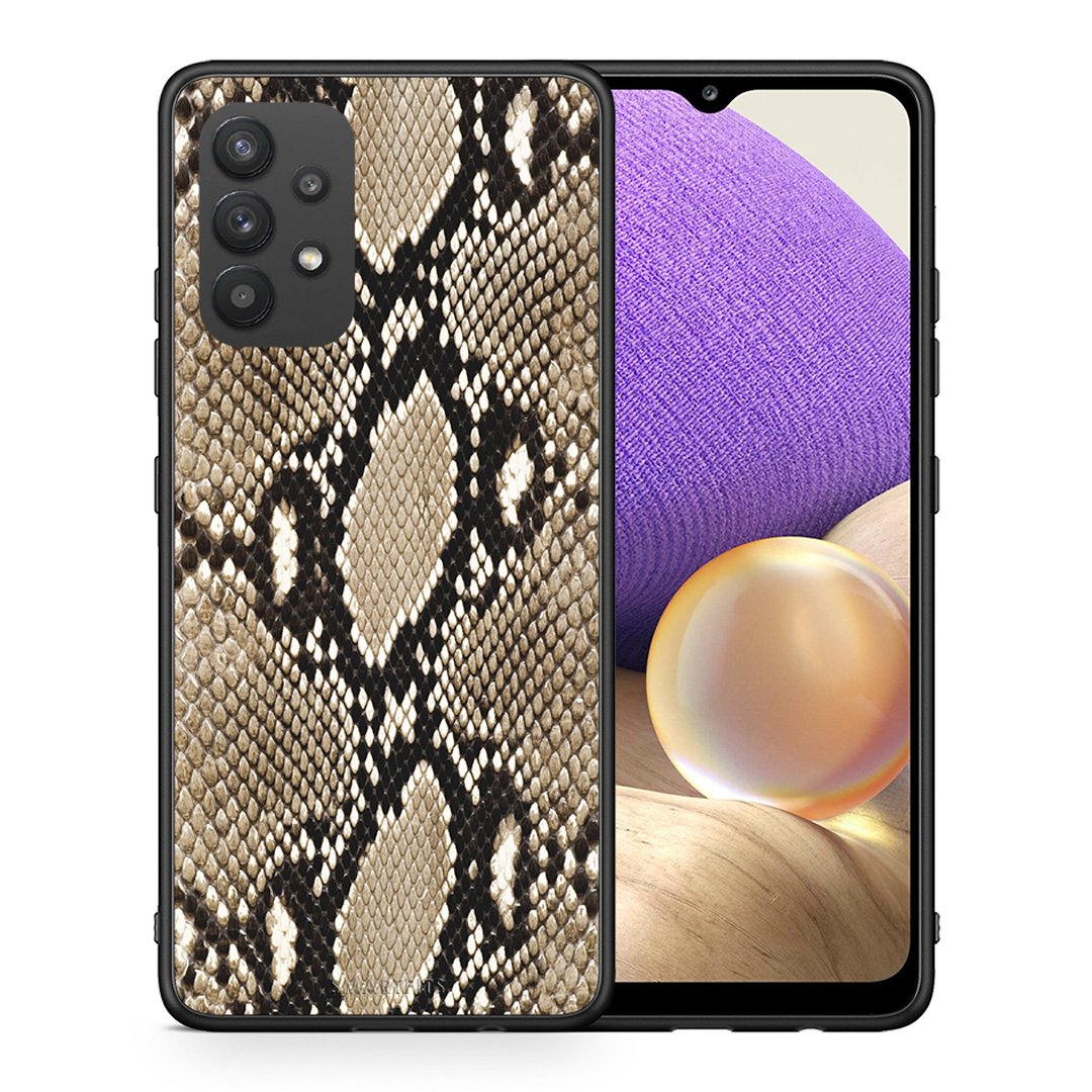 Θήκη Samsung A32 4G Fashion Snake Animal από τη Smartfits με σχέδιο στο πίσω μέρος και μαύρο περίβλημα | Samsung A32 4G Fashion Snake Animal case with colorful back and black bezels