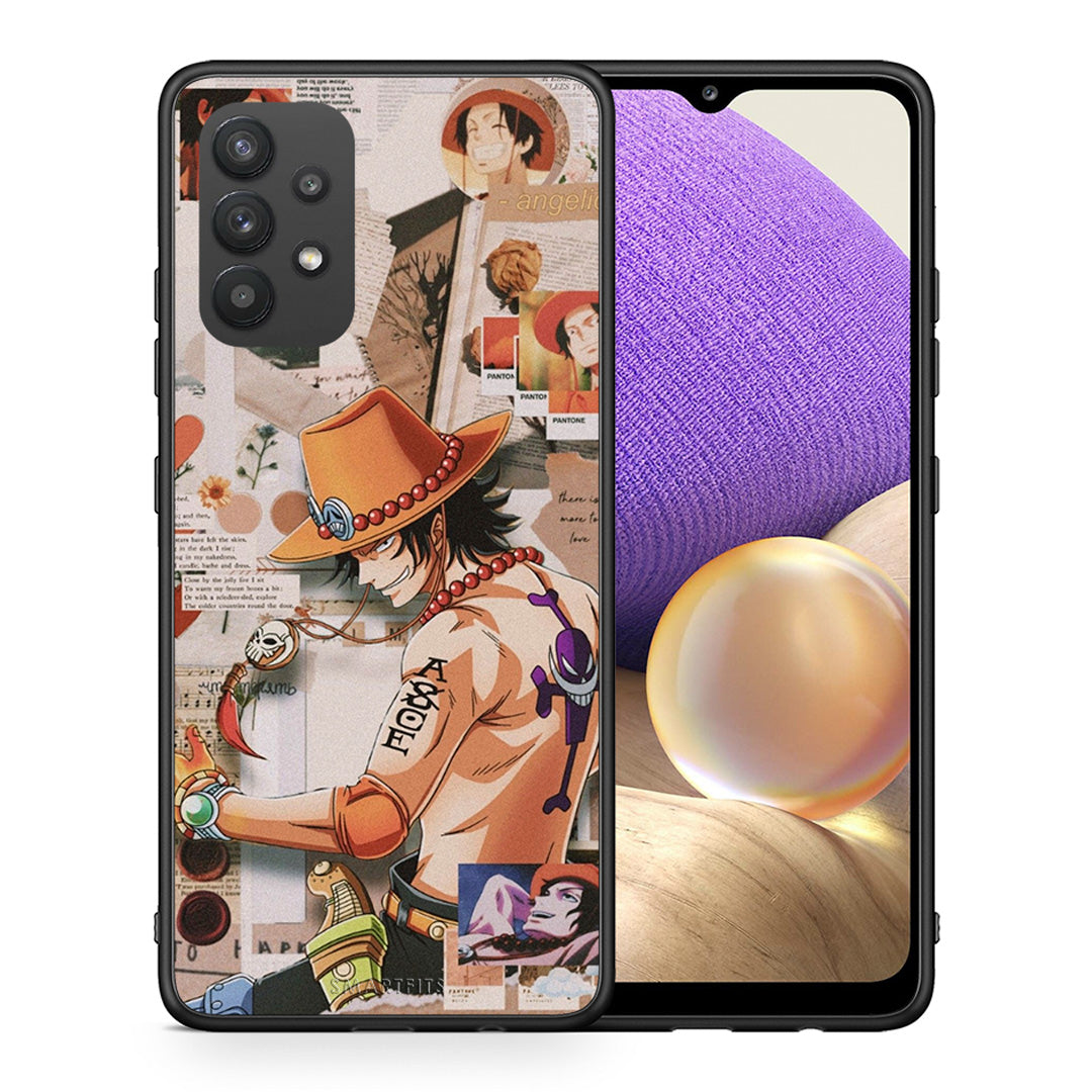 Θήκη Samsung A32 4G Anime Collage από τη Smartfits με σχέδιο στο πίσω μέρος και μαύρο περίβλημα | Samsung A32 4G Anime Collage case with colorful back and black bezels