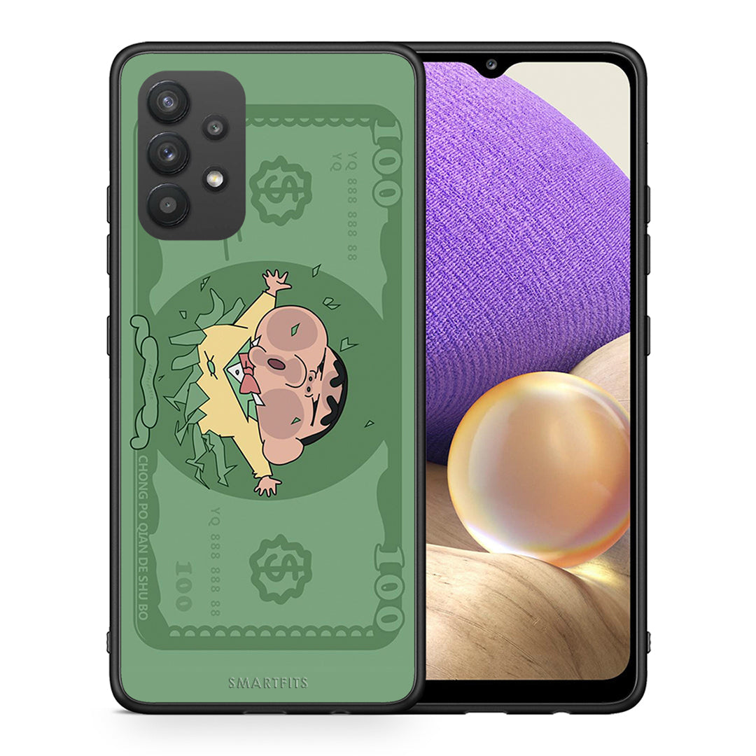 Θήκη Αγίου Βαλεντίνου Samsung A32 4G Big Money από τη Smartfits με σχέδιο στο πίσω μέρος και μαύρο περίβλημα | Samsung A32 4G Big Money case with colorful back and black bezels