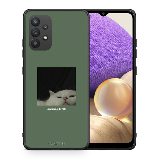 Θήκη Samsung A32 4G Bitch Surprise από τη Smartfits με σχέδιο στο πίσω μέρος και μαύρο περίβλημα | Samsung A32 4G Bitch Surprise case with colorful back and black bezels