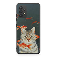 Thumbnail for Samsung A32 4G Cat Goldfish θήκη από τη Smartfits με σχέδιο στο πίσω μέρος και μαύρο περίβλημα | Smartphone case with colorful back and black bezels by Smartfits