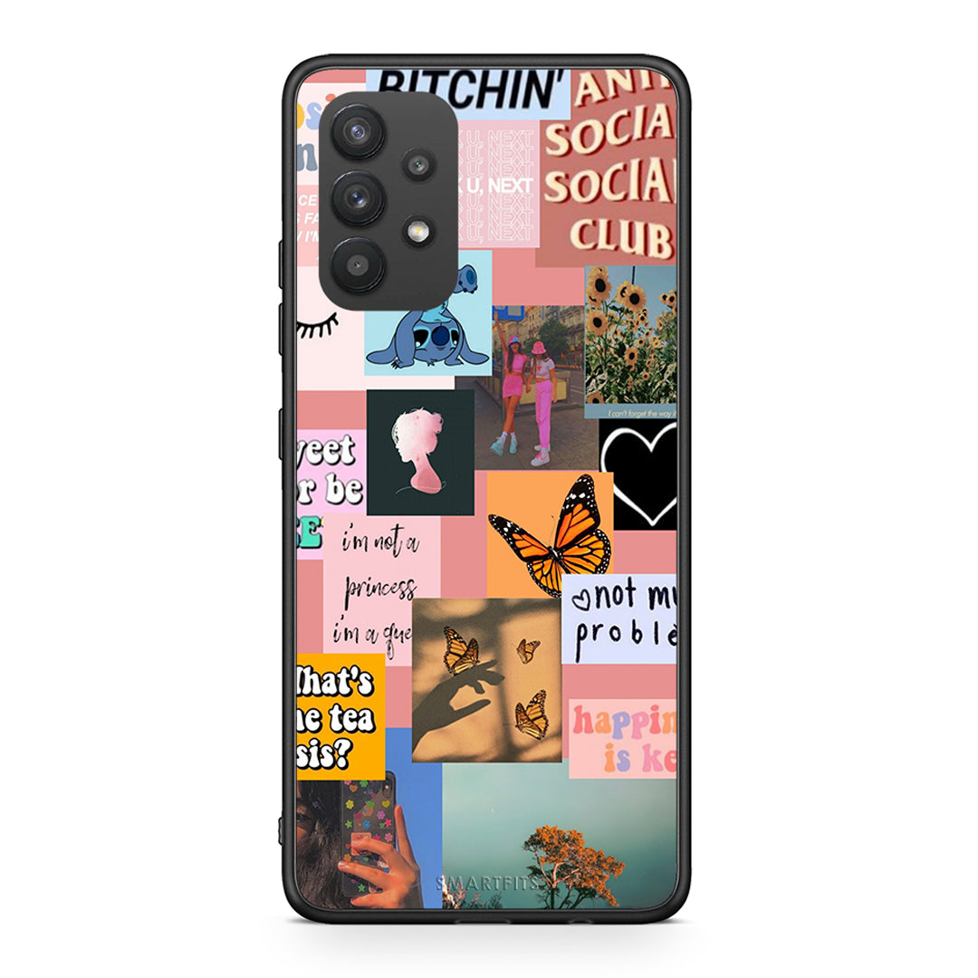 Samsung A32 4G Collage Bitchin Θήκη Αγίου Βαλεντίνου από τη Smartfits με σχέδιο στο πίσω μέρος και μαύρο περίβλημα | Smartphone case with colorful back and black bezels by Smartfits